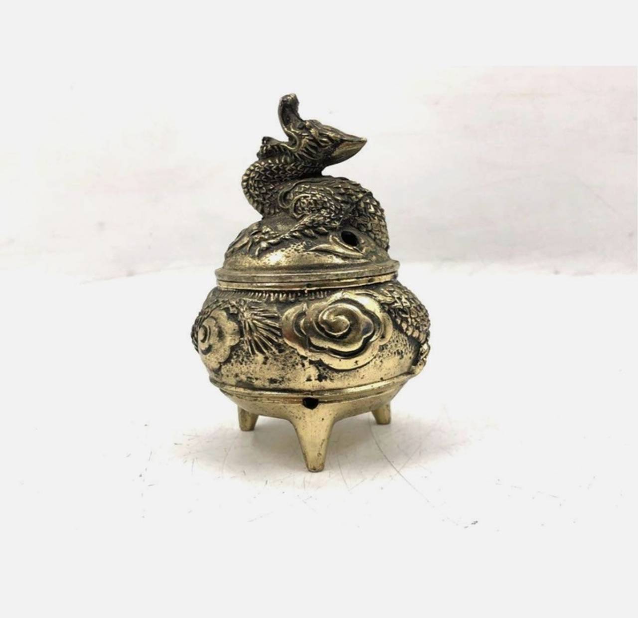Dragon Incense Burner Brass Natural Finish