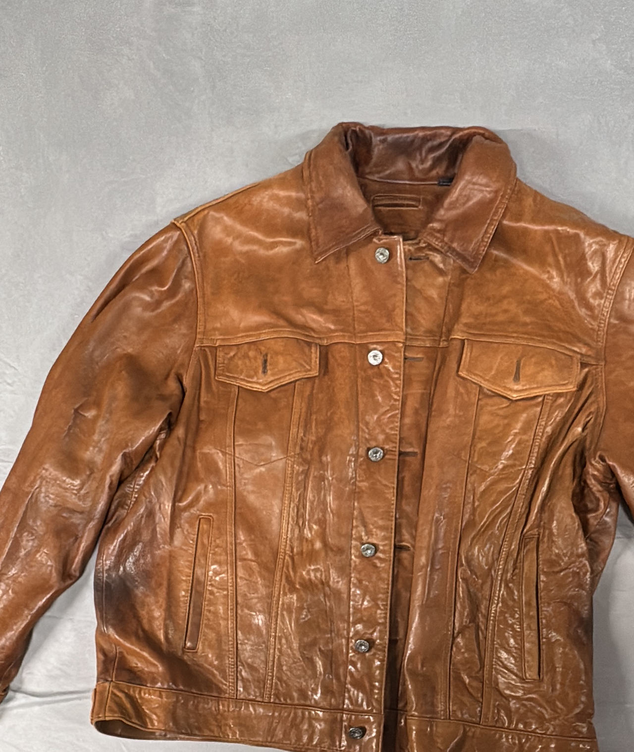 Roundtree & Yorke Leather Trucker Jacket