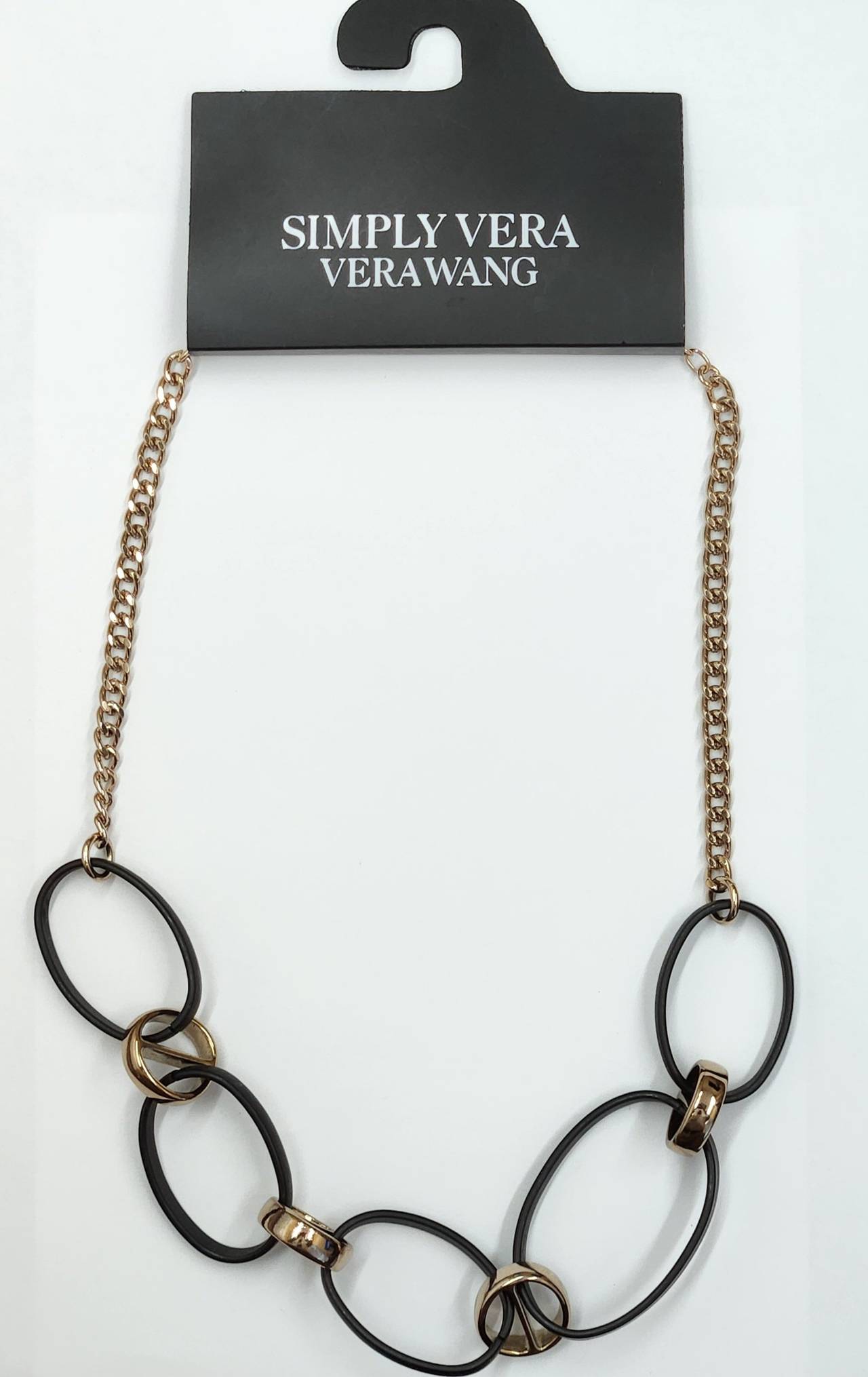 Simply Vera Vera Wang Black and Gold Tone Link Necklace brand new