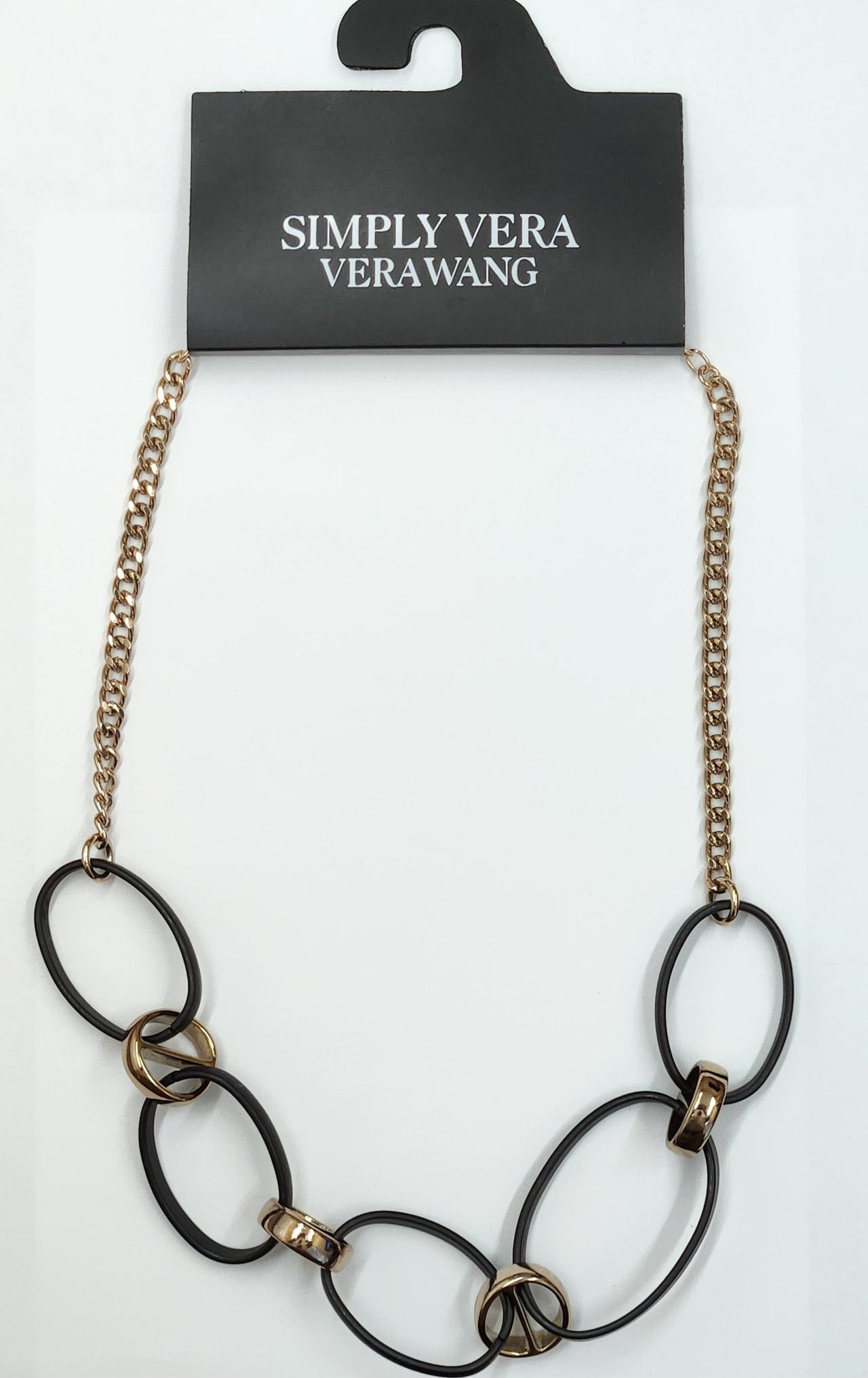 Simply Vera Vera Wang Black and Gold Tone Link Necklace brand new