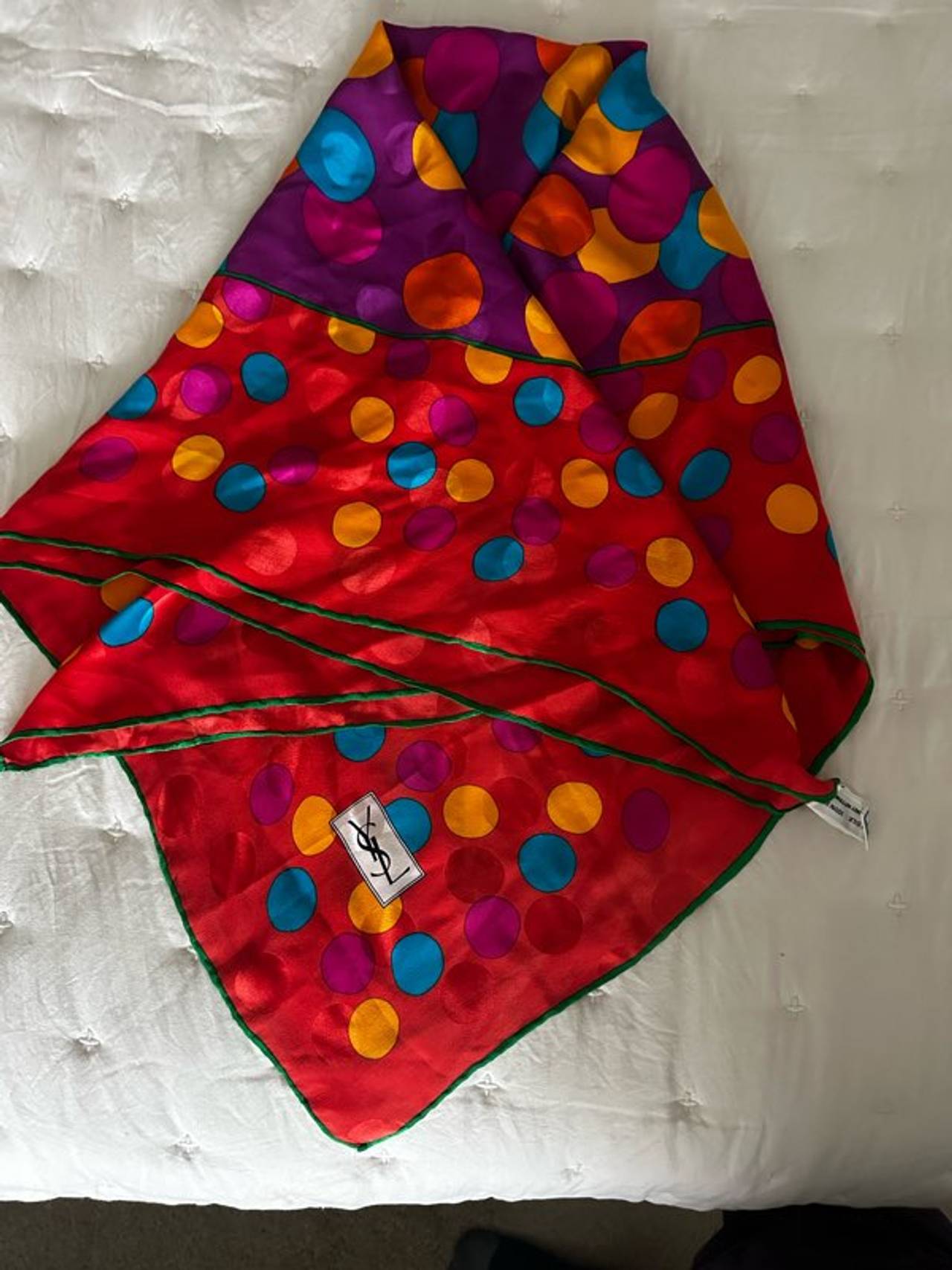Yves Saint Laurent Vintage Silk Polka Dot Scarf