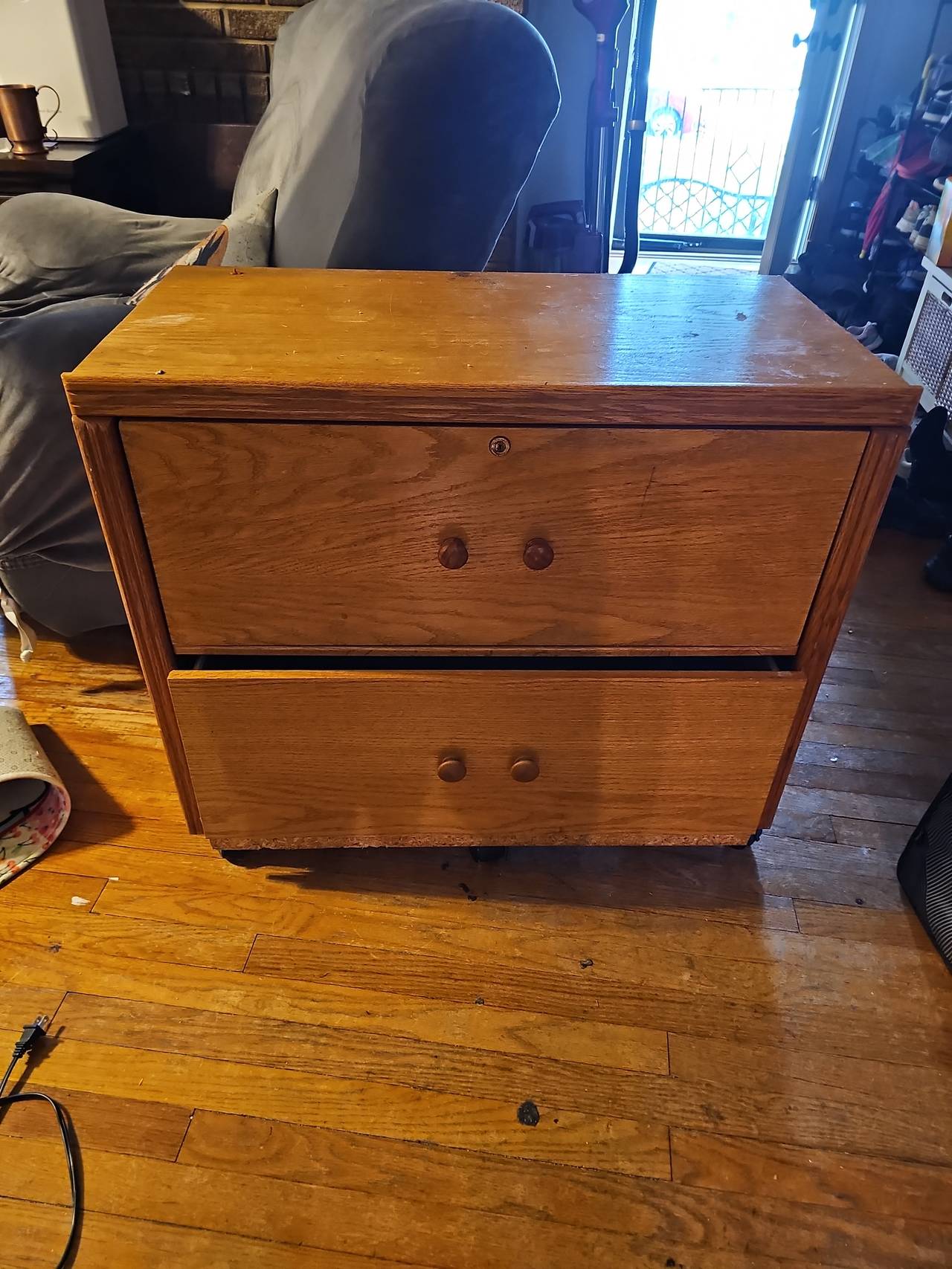 2-Drawer Lateral Wood File Cabinet with Lock and Casters