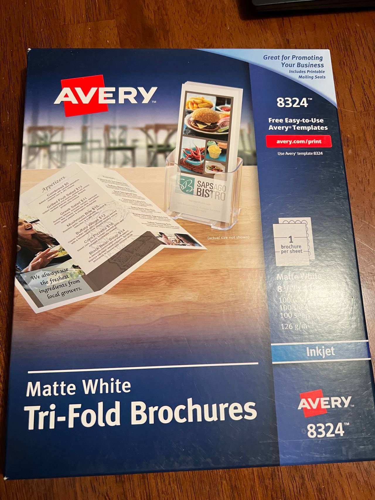 Avery 8324 Matte White Tri-Fold Brochures for Inkjet Printers