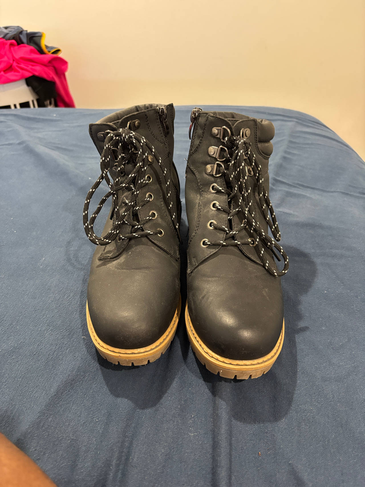 Black Lace-Up Work Boots