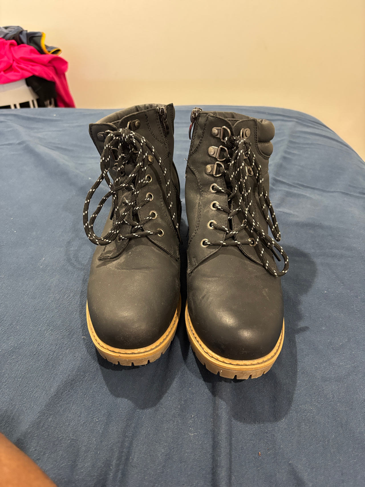 Black Lace-Up Work Boots