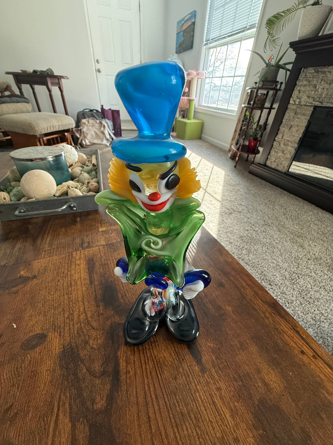 Murano Glass Clown with Blue Top Hat