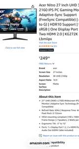 Acer Nitro Gaming Monitor 27" UHD 3840 x 2160 IPS with Adaptive Sync Technology - Image 6