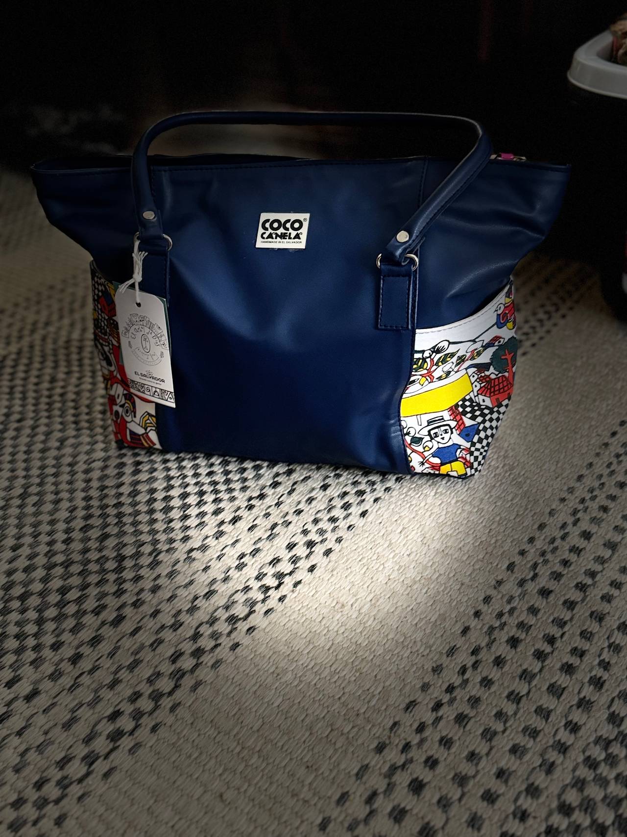 Brand new with tags! Coco Canela Navy Blue Art Tote Bag