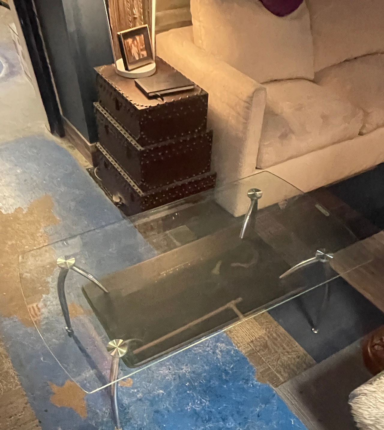 Modern Glass Coffee Table with Chrome Legs