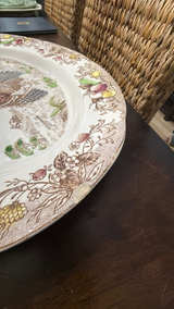 Japanese Transferware Turkey Platter Oval Brown 18" - Image 4