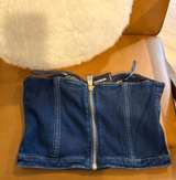 Express Denim Strapless Bustier Top - Image 3