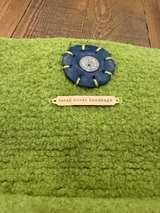 Sarah Oliver Handmade Green Felt Clutch Purse Starfish Jewel Pendant on Bag - Image 3