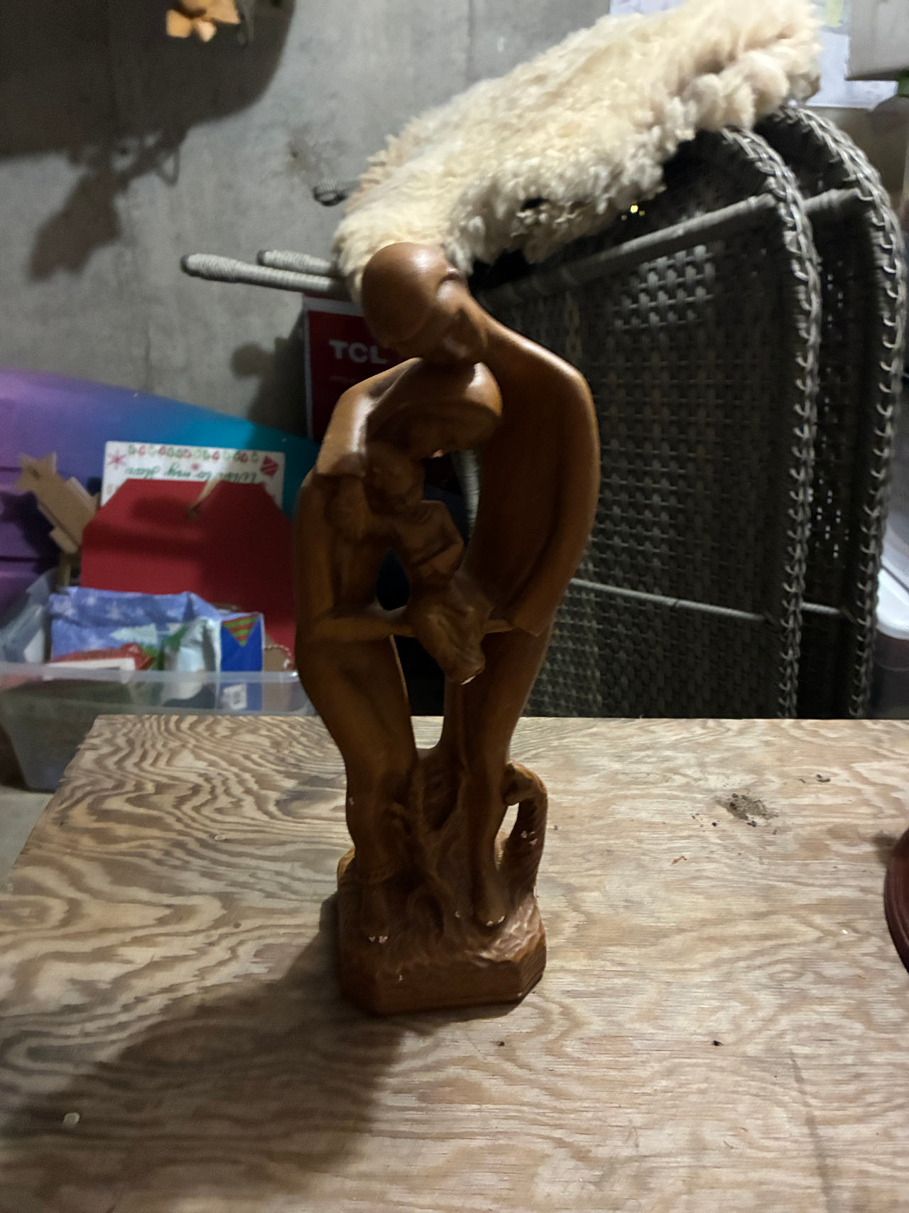 Vintage 1968 Abstract Family Wood Carving Sculpture