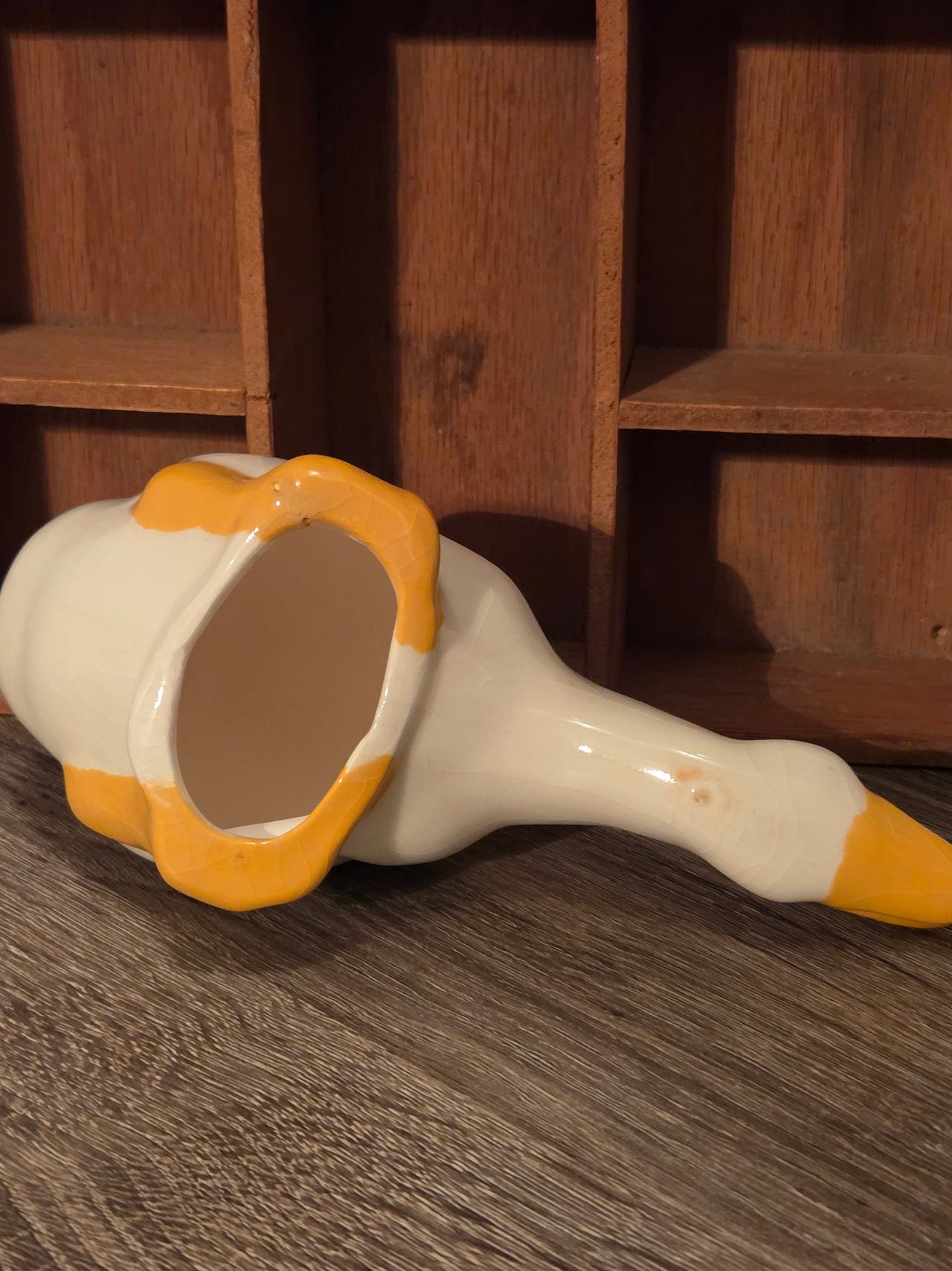 Vintage Ceramic Leaning Duck Figurine