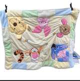 Disney Baby Winnie the Pooh Plush Patchwork Baby Blanket 45x36 Pastel Yellow - Image 1