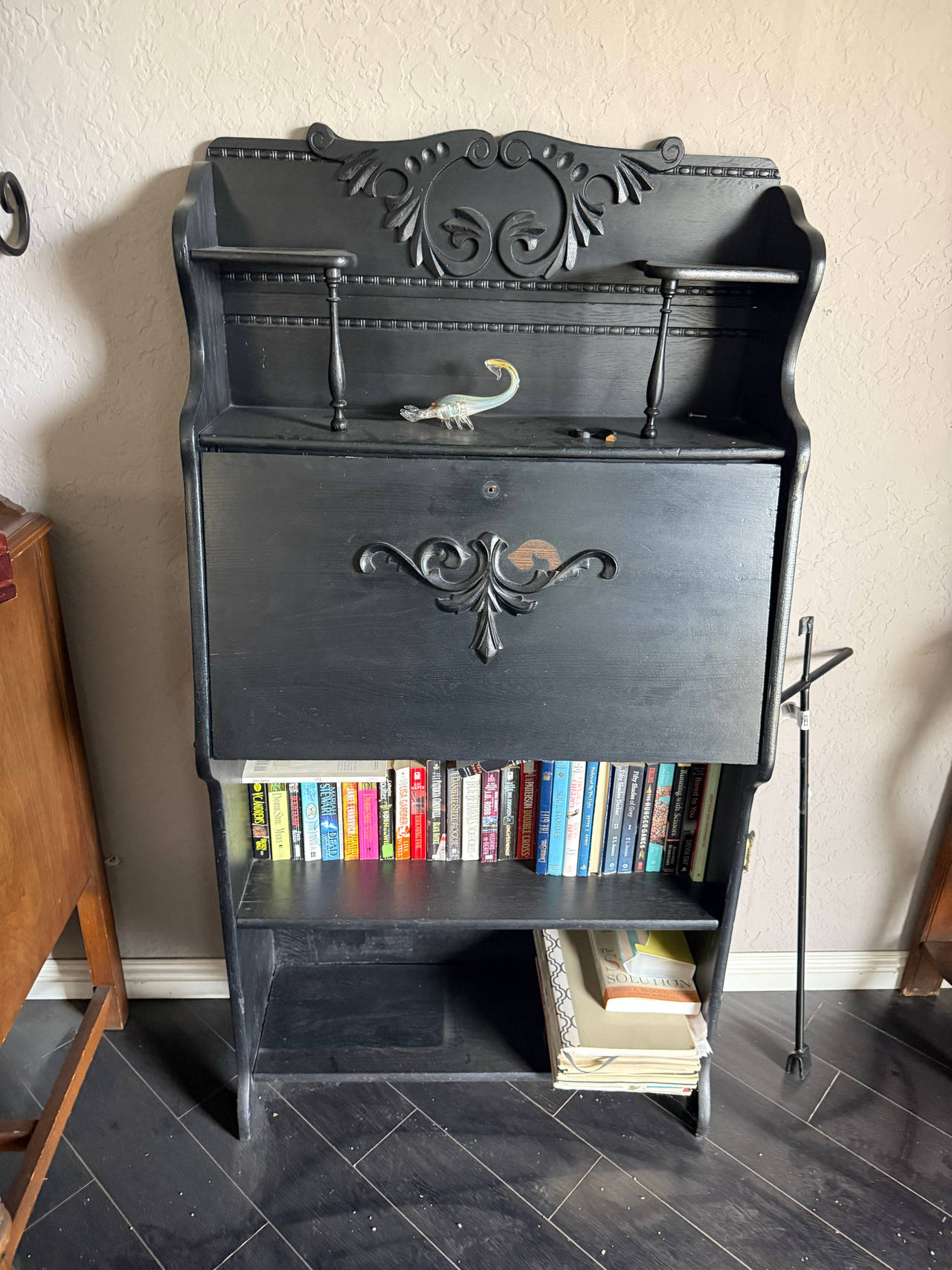 Vintage Black Painted Secretary Desk