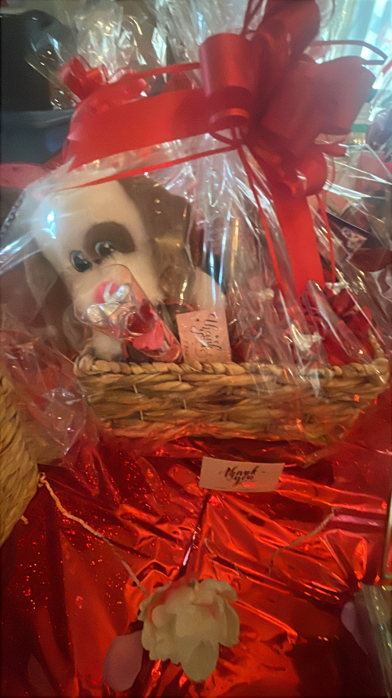 Valentine's Day Gift Basket with Plush Dog