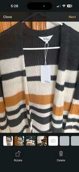 Amaryllis Striped Open Front Knit Cardigan - Image 2