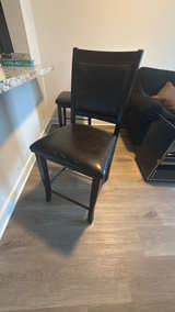 Counter Height Stools Set of 3 Espresso & Black Fabric - Image 2