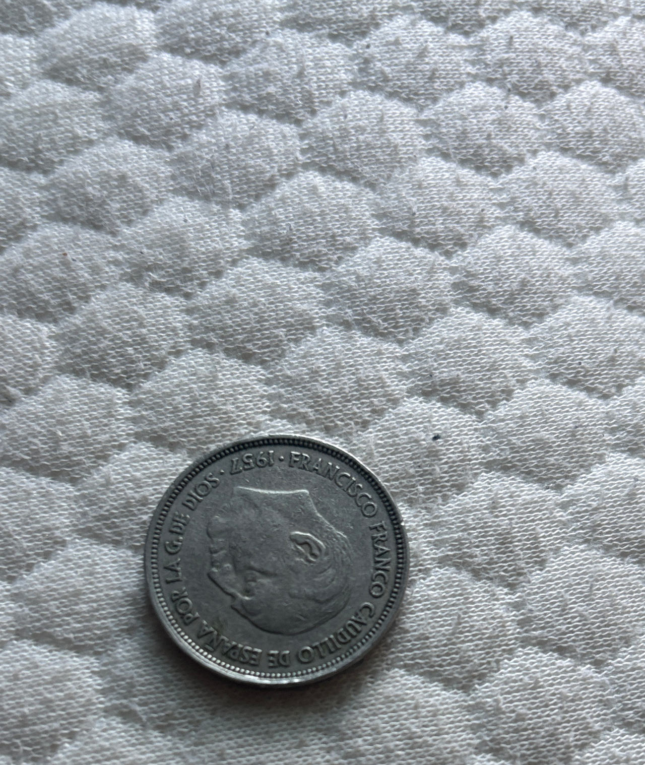 1957 Spain 5 Pesetas Coin