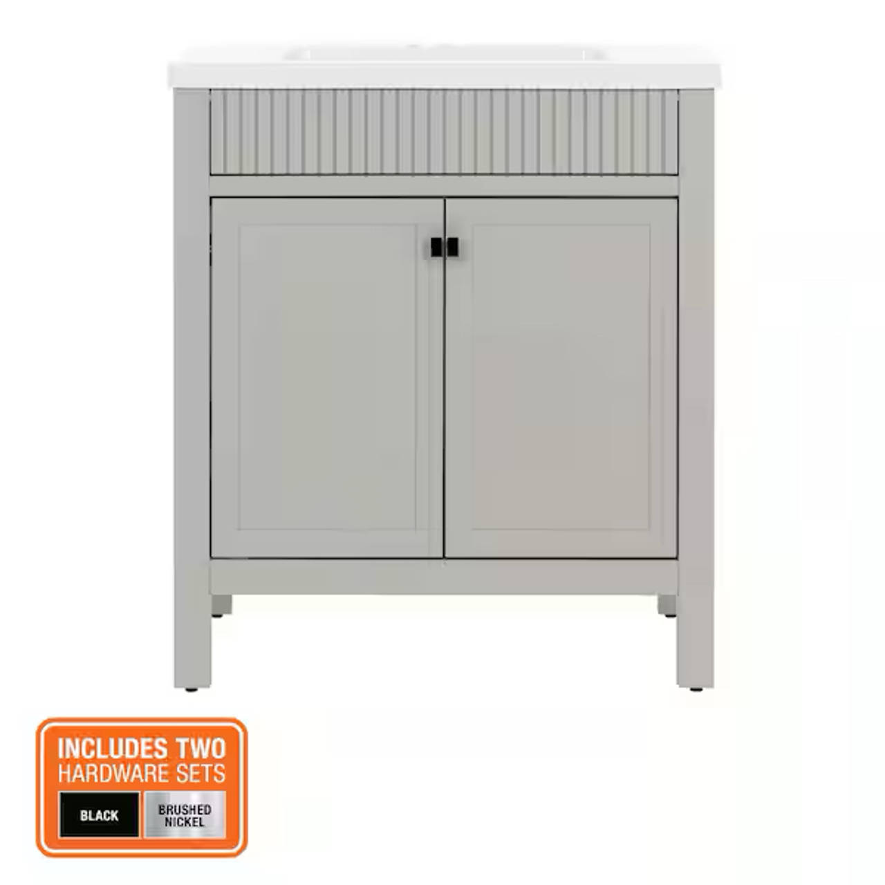 Foxglade 31 in. Single Sink Light Gray Bath Vanity with White Cultured Marble To