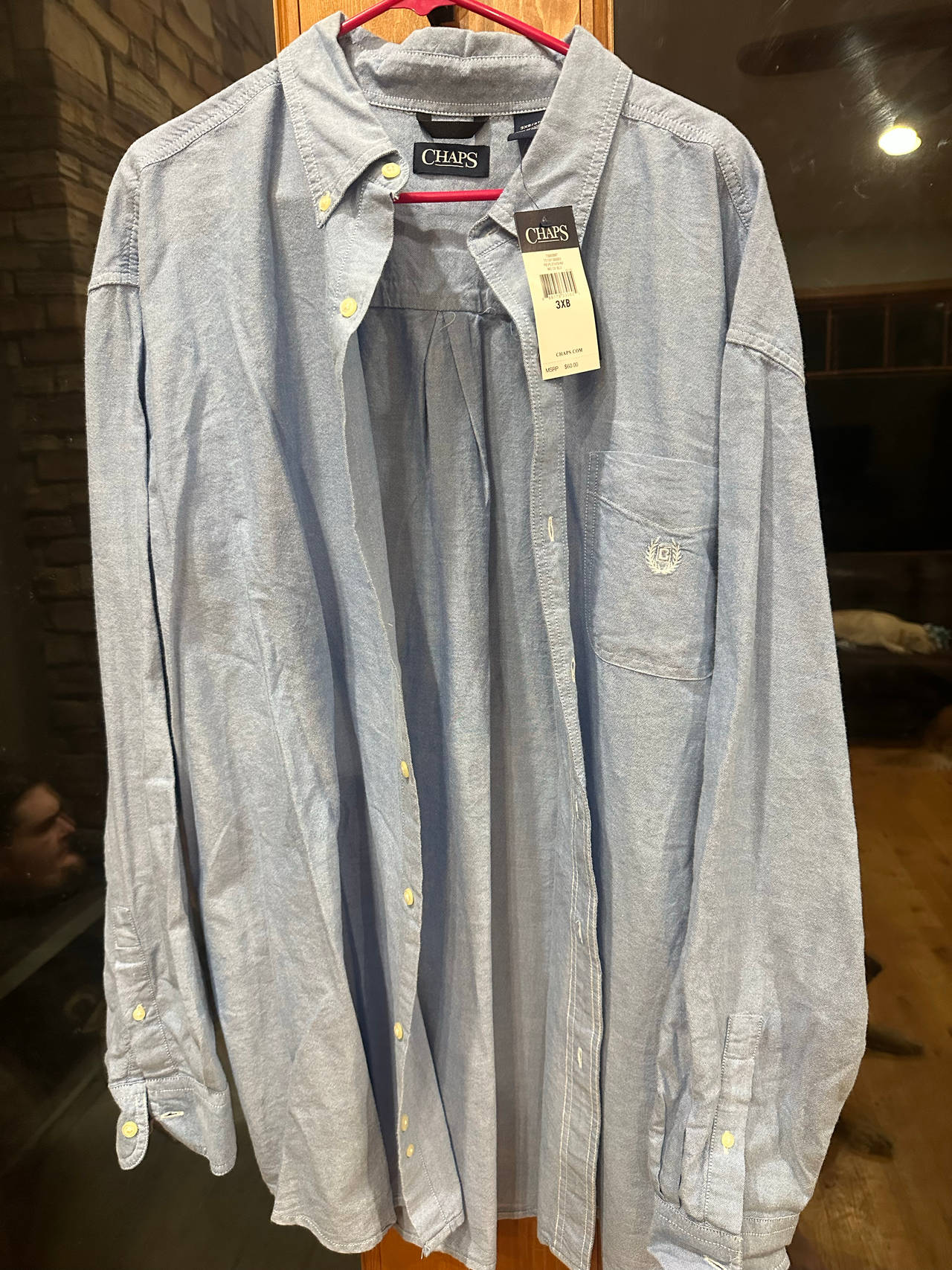 Chaps Men's Long Sleeve Denim Oxford Shirt