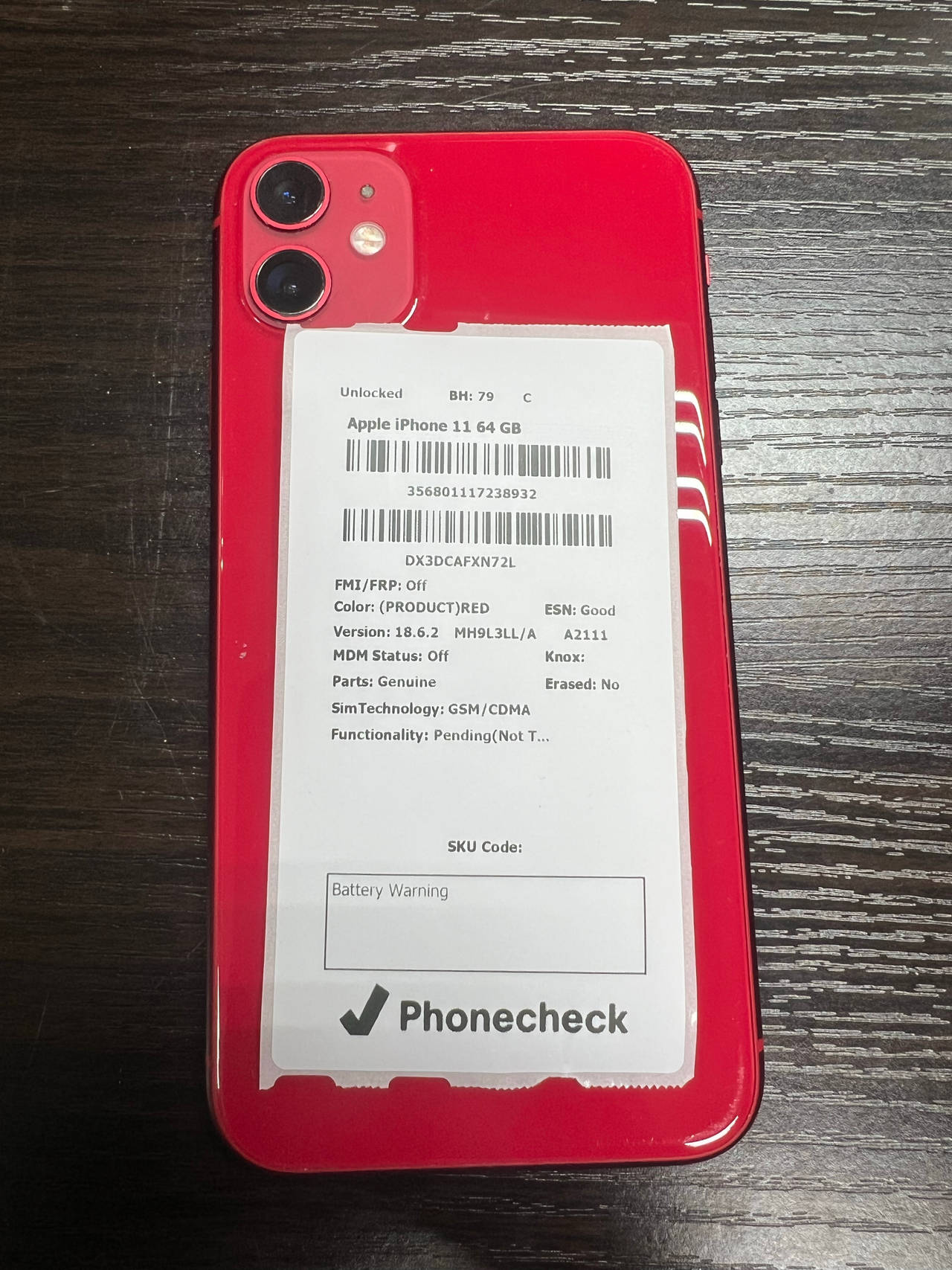 Apple iPhone 11 64GB (PRODUCT)RED unlocked BH 79% C