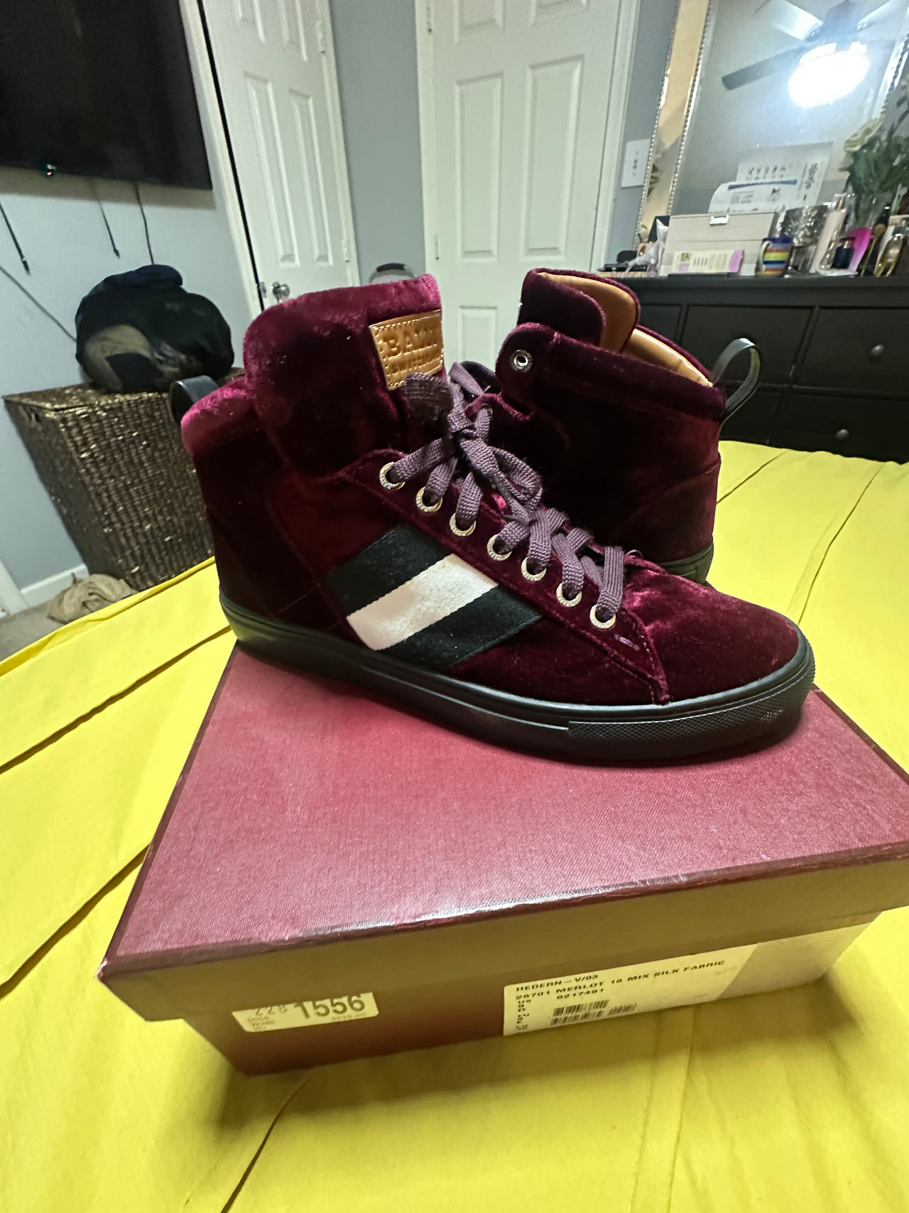BALLY Velvet High-Top Sneakers