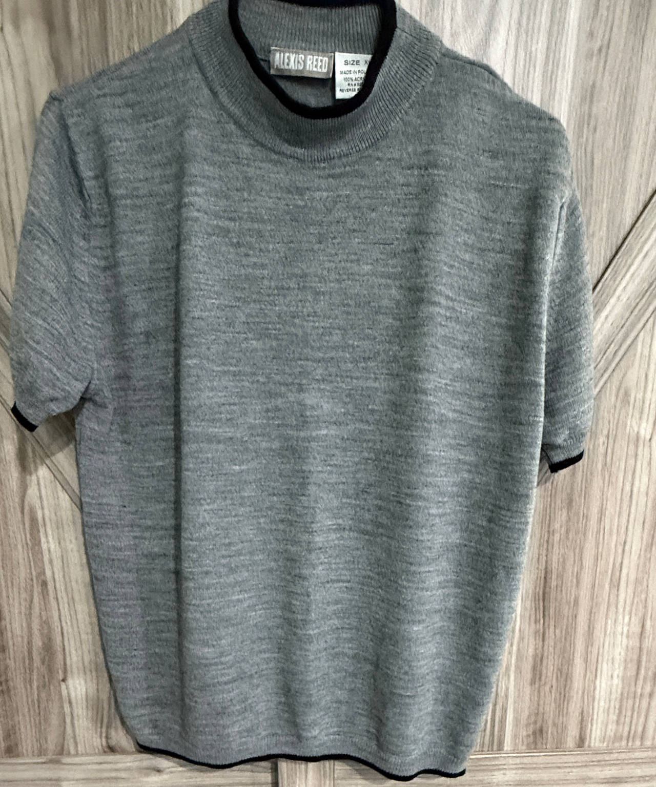 Alexis Reed Short Sleeve Mock Neck Sweater XL grey