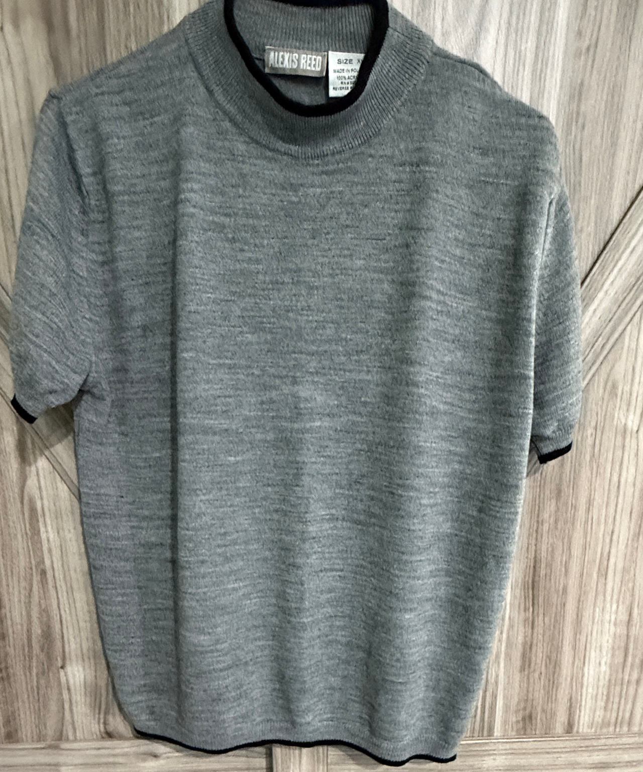 Alexis Reed Short Sleeve Mock Neck Sweater XL grey