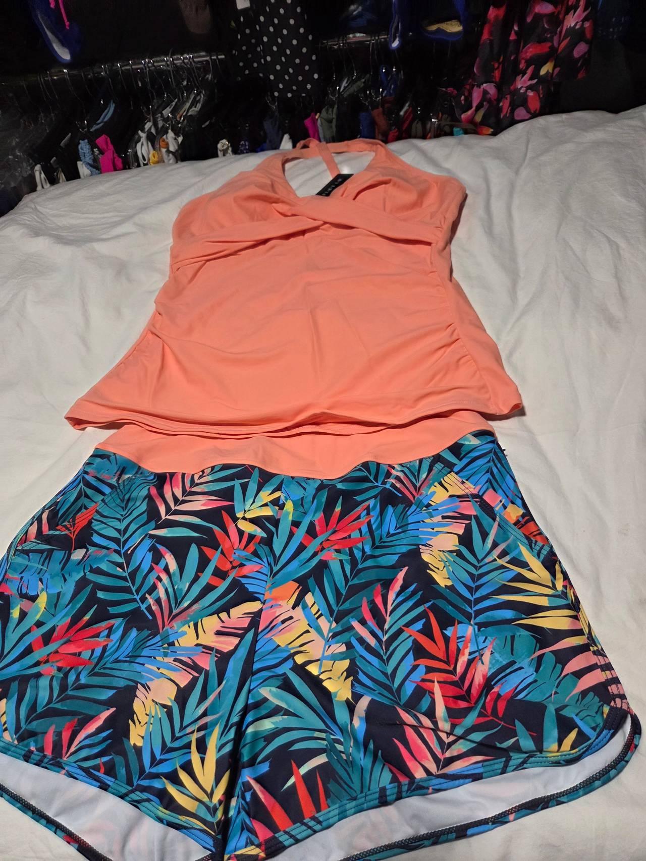 Women's Two-Piece Tankini Swimsuit with Swim Shorts