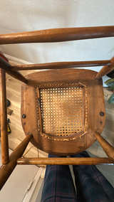 Antique Pressed Back Oak Chair with Cane Seat - Image 7