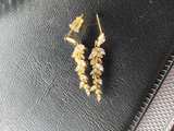 Gold Tone Marquise Leaf Vine Drop Earrings - Image 1