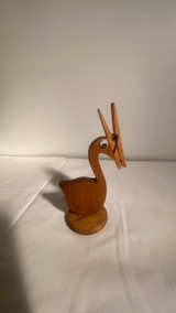 Wooden Bird Figurine with Clothespin Beak - Image 3