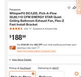 Panasonic WhisperFit DC/LED Bathroom Exhaust Fan - Brand New - Image 1