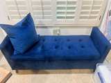 BLUE Velvet Tufted Loveseat Sofa - Image 2