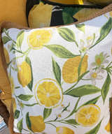 Lemon Print Decorative Throw Pillow with Jute Trim - Image 1
