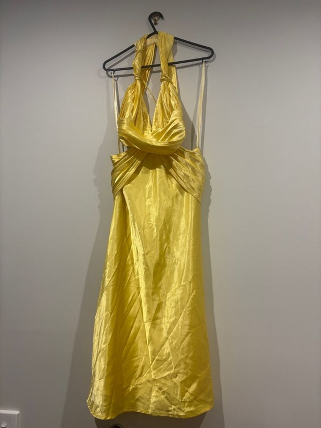 Yellow Satin Halter Dress