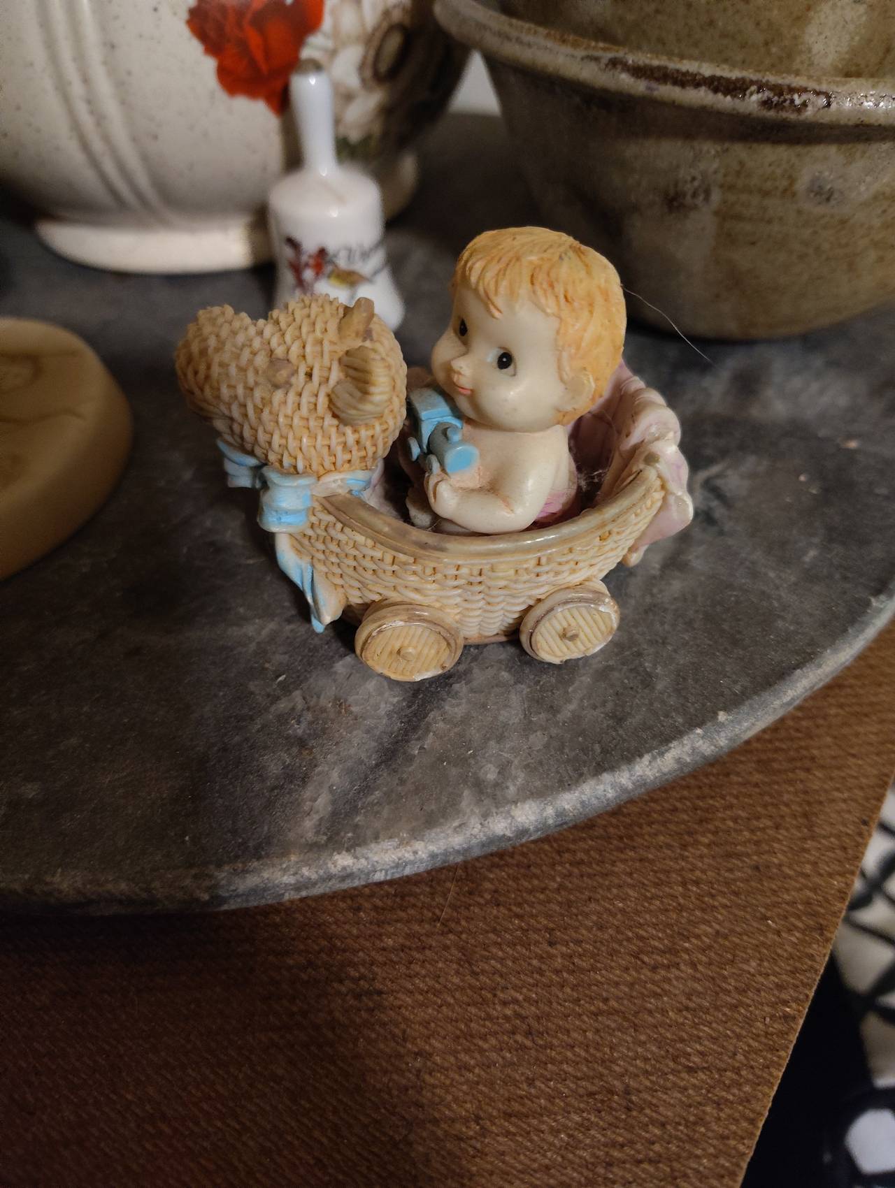 Vintage Baby in Carriage Figurine