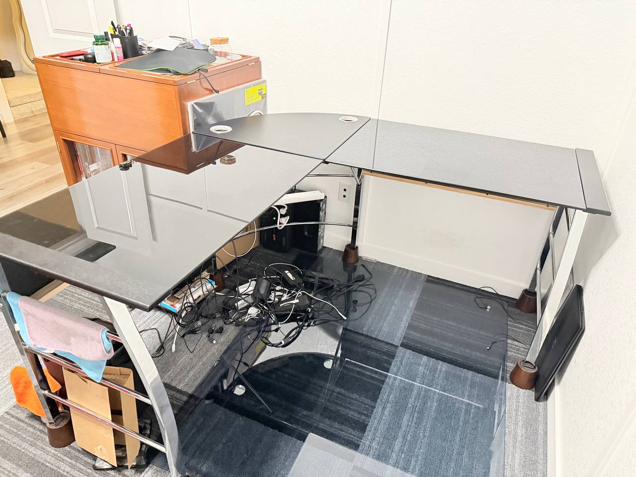 Walker Edison L-Shaped Glass Computer Desk