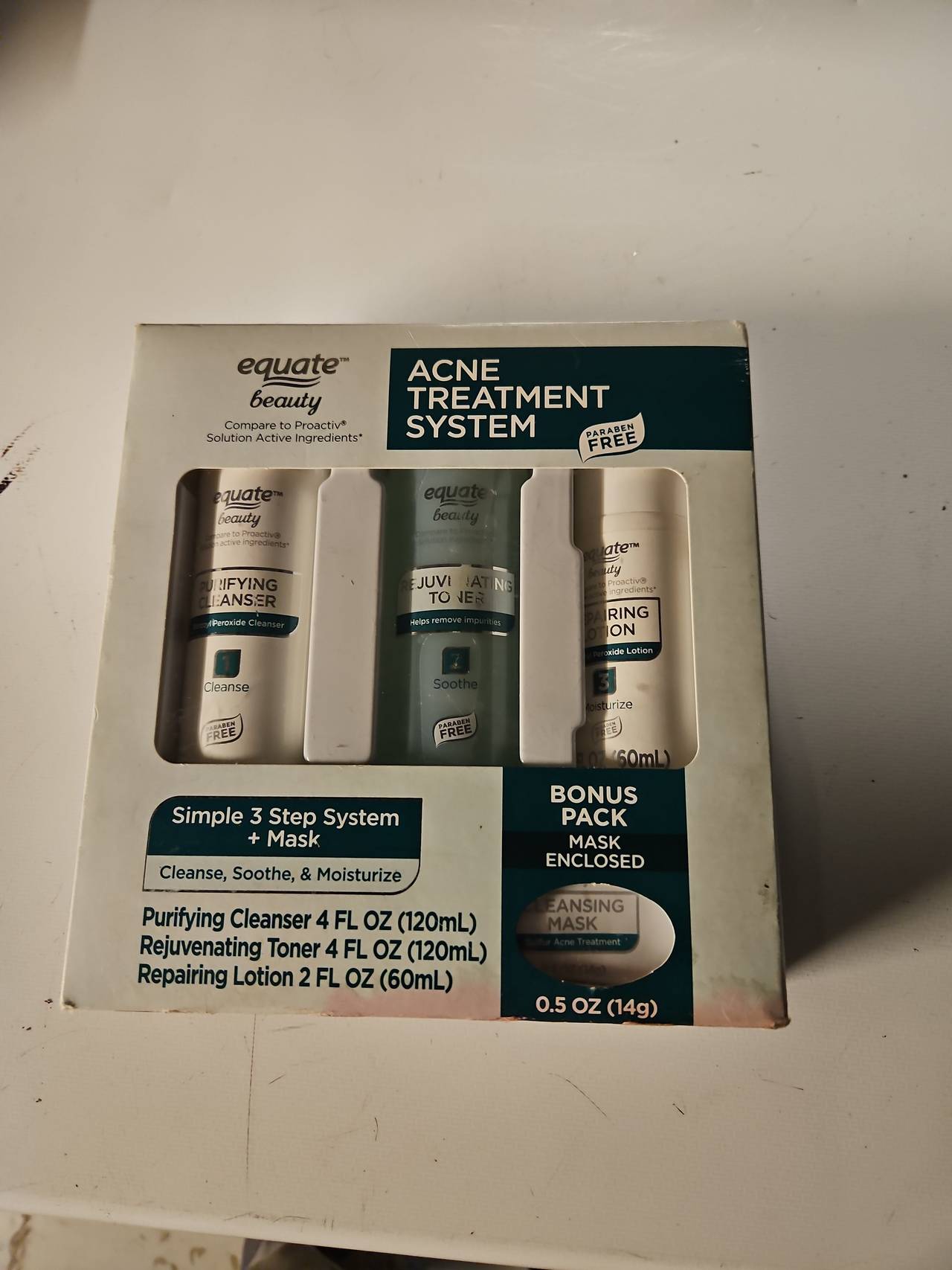 Equate Beauty Acne Treatment System 3-Step Kit with Bonus Mask