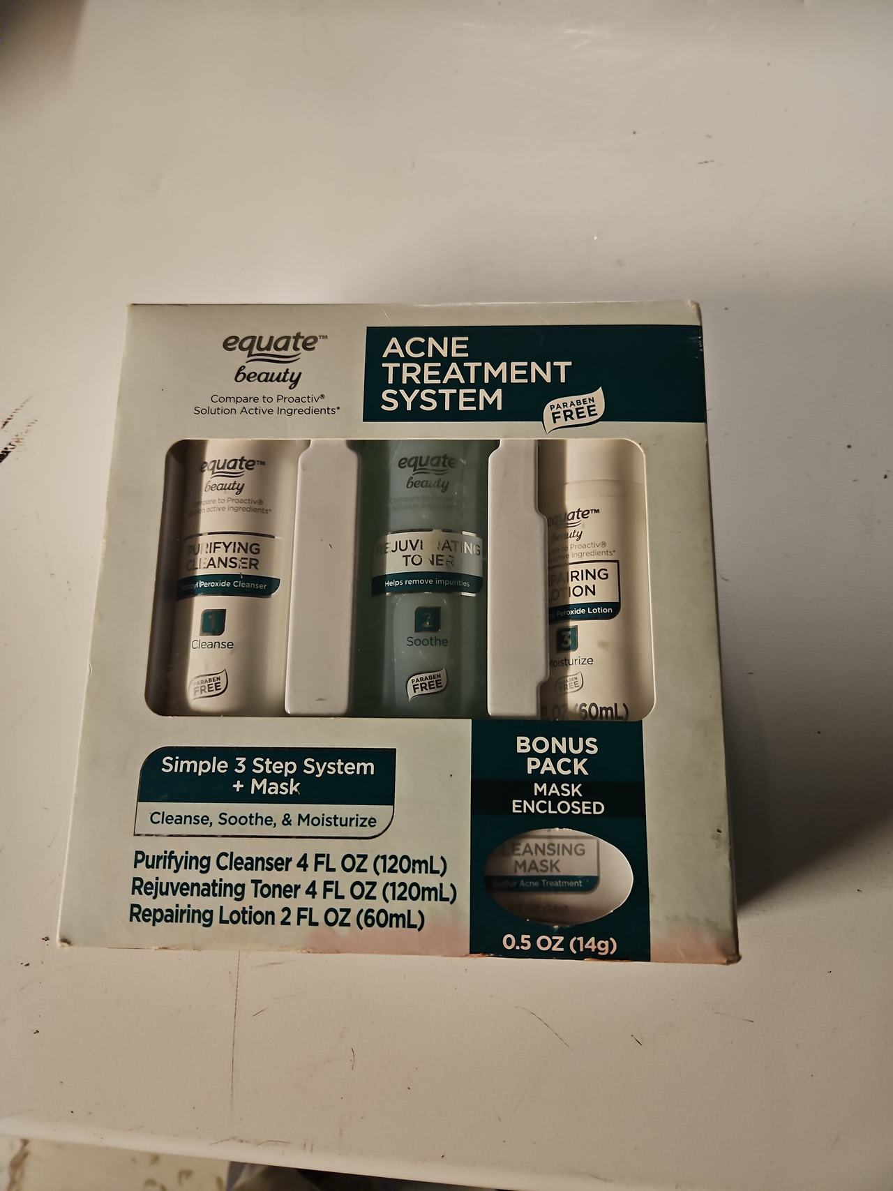 Equate Beauty Acne Treatment System 3-Step Kit with Bonus Mask