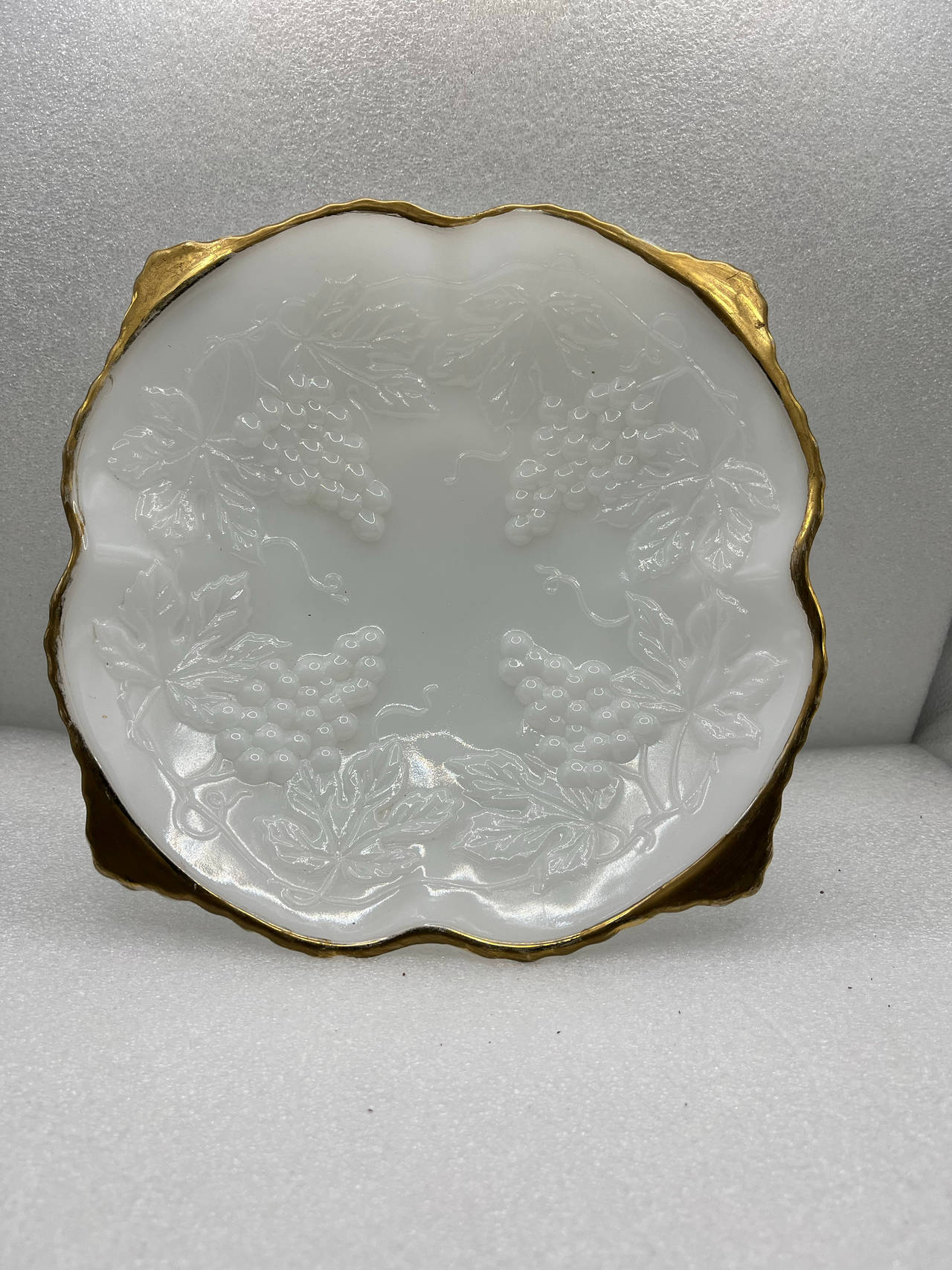 Westmoreland Paneled Grape Milk Glass Plate