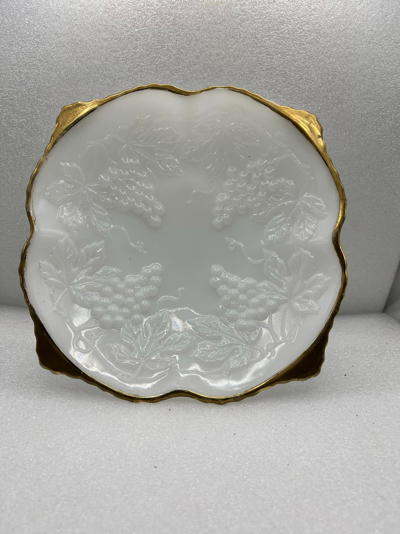 Westmoreland Paneled Grape Milk Glass Plate