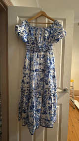 Blue and White Off-Shoulder Maxi Dress forever new  - Image 2