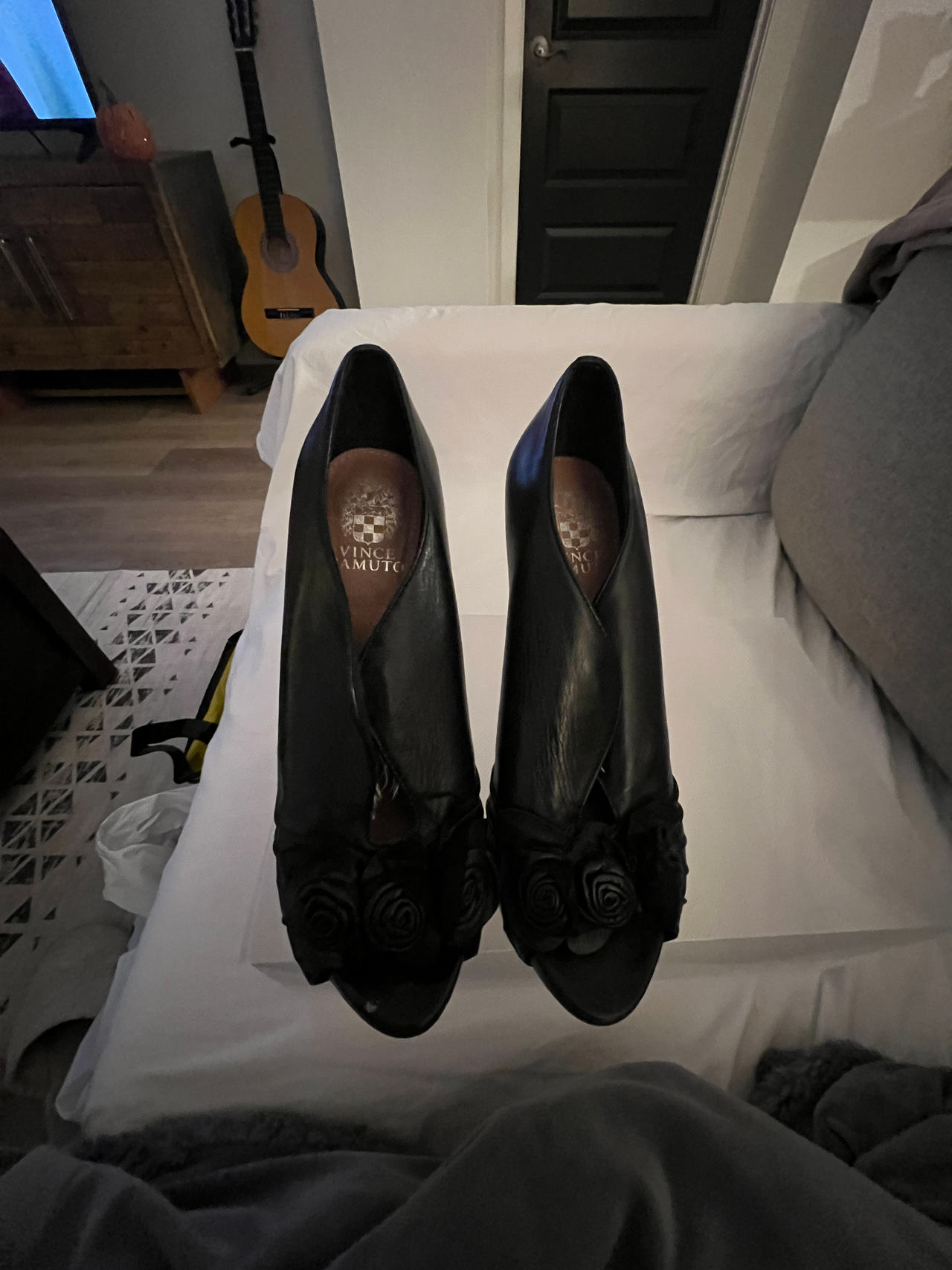 Vince Camuto Peep Toe Leather Heels