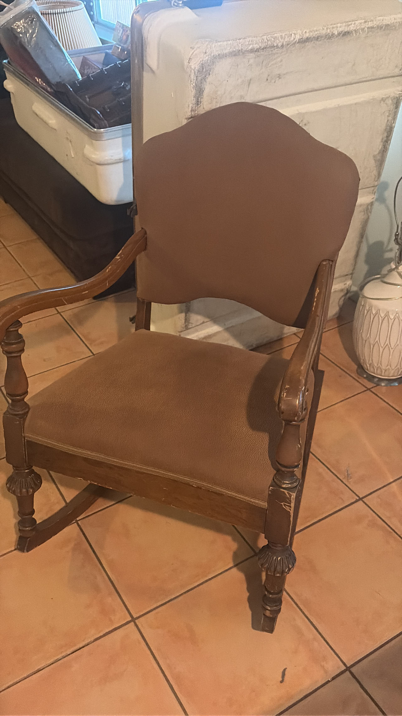 Vintage Upholstered Wooden Rocking Chair