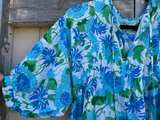 Blue and Green Floral Puff Sleeve Summer Dress - Image 2