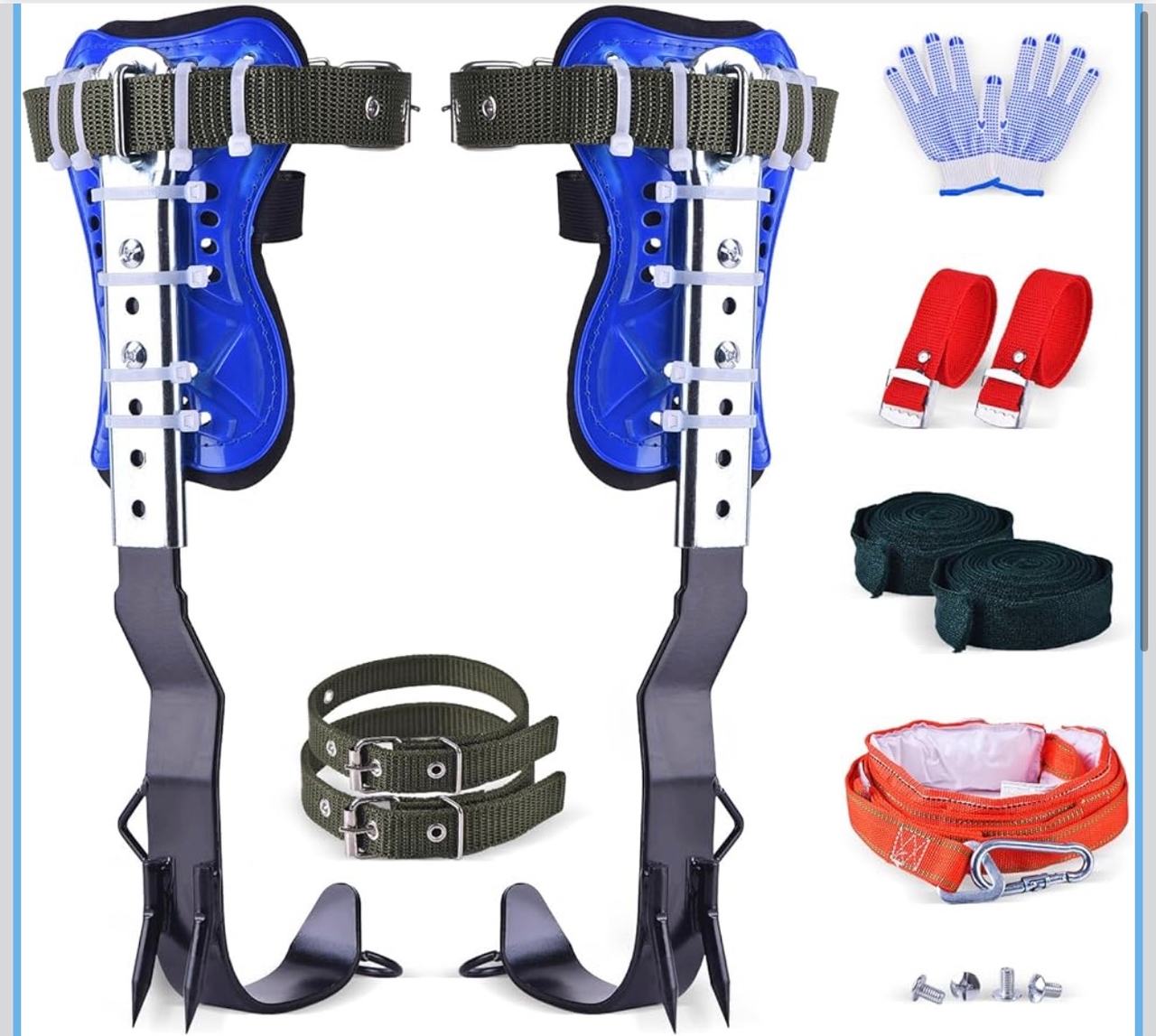 Tree Climbing Spikes Set Safety Belt Harness Gaffs Kit New Complete