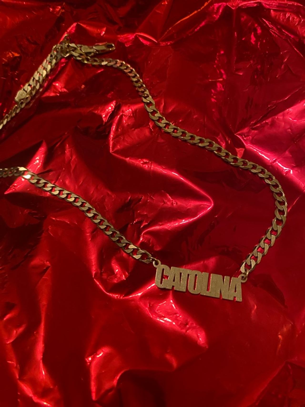Custom Nameplate Necklace 8mm Cuban Chain Gold Plated